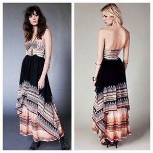 Beautiful Free People boho paisley strapless maxi dress size xs
